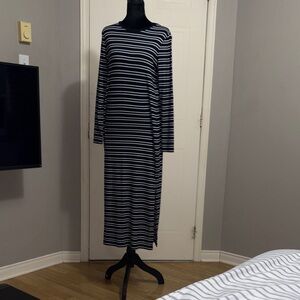 Additionelle Striped Long Sleeve Maxi Dress - Navy & White